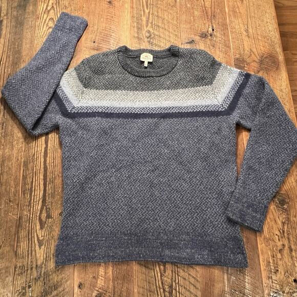 FAHERTY Sweater Crewneck Women's Large (Medium) 100% Merino Wool Blue Gray READ - Picture 3 of 13